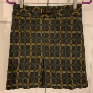 Loft By Ann Taylor Chic Plaid Mini Wool Skirt in Green and Yellow Size 0P EUC